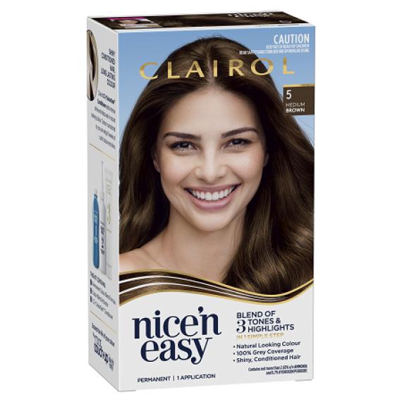 Buy Clairol Nice N Easy 5 Natural Medium Brown Permanent Hair Colour Online Pharmacy Direct AU