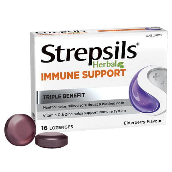Buy Strepsils Herbal Immune Support Lozenges Elderberry 16s Online Pharmacy Direct AU