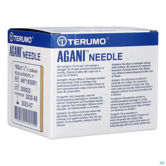 Terumo Agani Needle 19G x 38mm AN1938R1 precision use - Pharmacy Direct