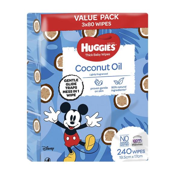 Huggies Thick Baby Wipes Coconut Oil 240 Pack