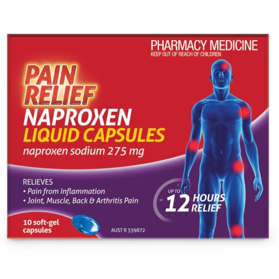 Buy Pain Relief Naproxen Liquid Capsules 10 Pack Online Pharmacy Direct AU