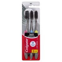Colgate 360 Charcoal Soft Antibacterial Bristles Toothbrush 3 Pack