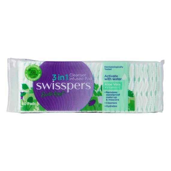 Swisspers Earth Kind 3in1 Cleanser Infused Pads with Aloe Vera and Vitamin E – Pharmacy Direct