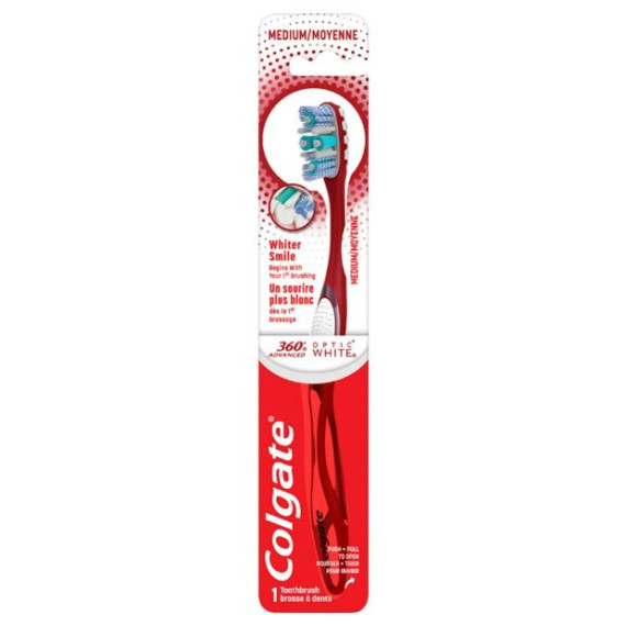 Colgate 360 Advanced Optic White Medium Toothbrush 1 Pack