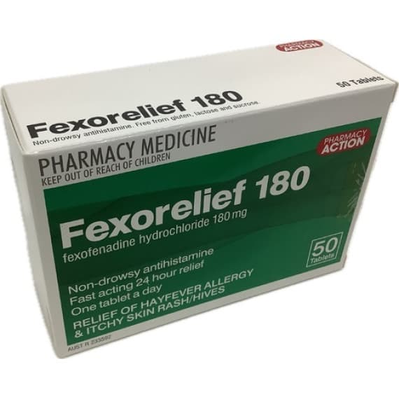Buy Pharmacy Action Fexorelief 180mg 50 Tablet Blister Online Pharmacy Direct AU