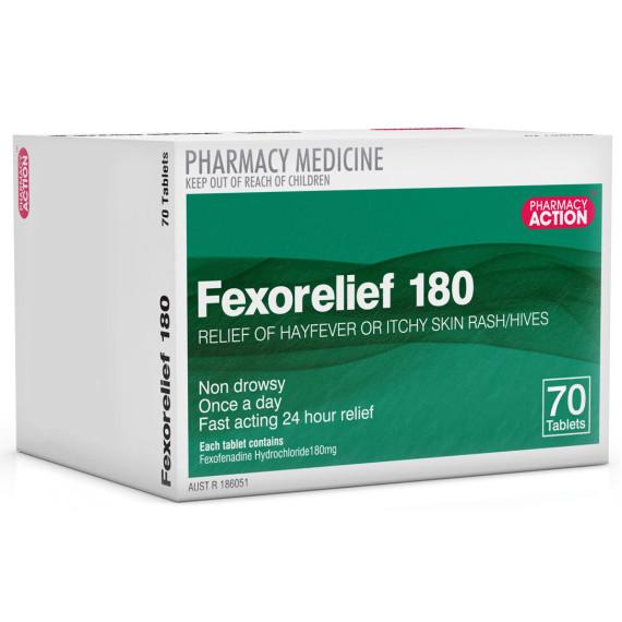 Pharmacy Action Fexorelief 180mg tablets for allergy and hayfever relief - Pharmacy Direct