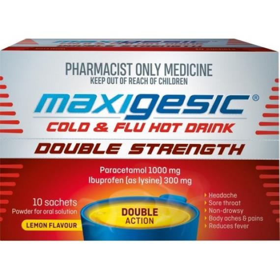 Maxigesic Cold and Flu Hot Drink Double Strength 10 Sachets S3
