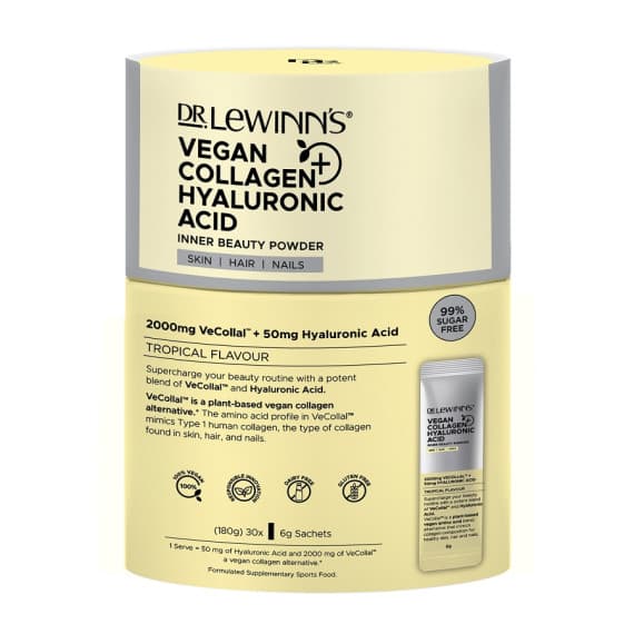 Buy Dr. Lewinns Inner Beauty Vegan Collagen And Hyaluronic Acid Powder Tropical Flavour 30 x 6g Sachets Online Pharmacy Direct AU