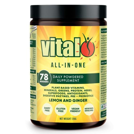 Vital All-In-One Lemon & Ginger 120g daily health supplement – Buy Online at Pharmacy Direct