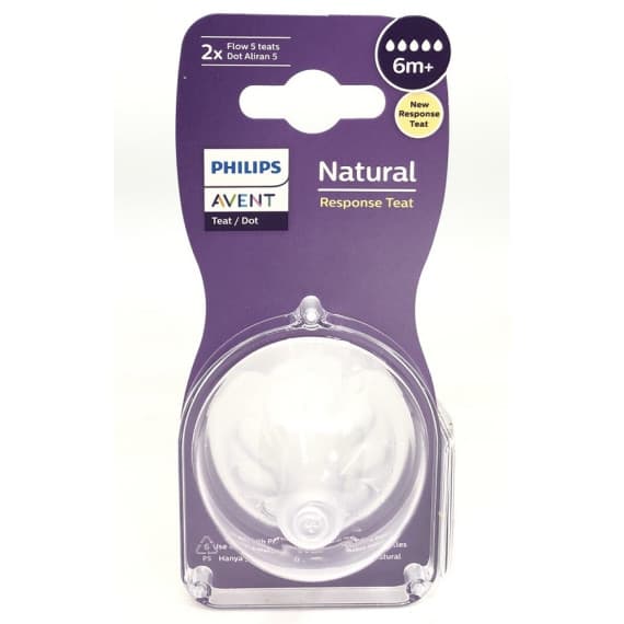Avent Natural Response Teats 6 month plus Flow 5 2 pack