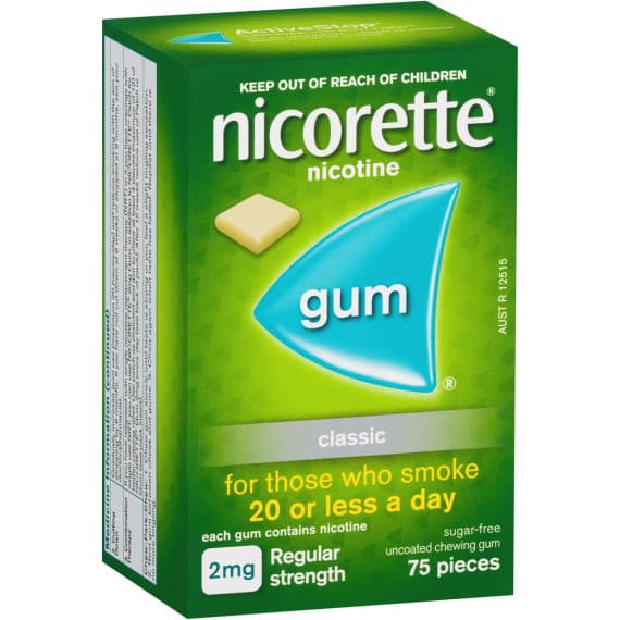 Buy Nicorette Gum Classic 2mg 75 Pack Online Pharmacy Direct AU