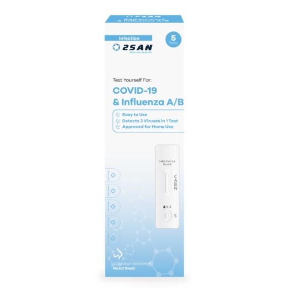 2San Dual Covid 19 and Influenza A/B Rapid Antigen Test 5 Pack