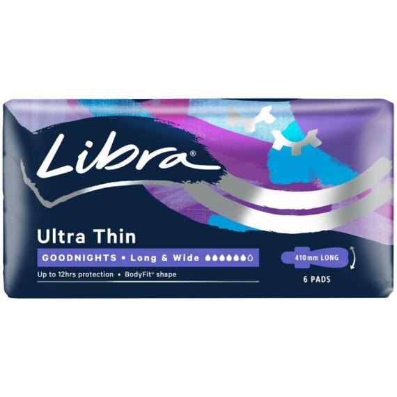 Libra Ultra Thin Goodnights Pads Long and Wide with Wings 6 Pack