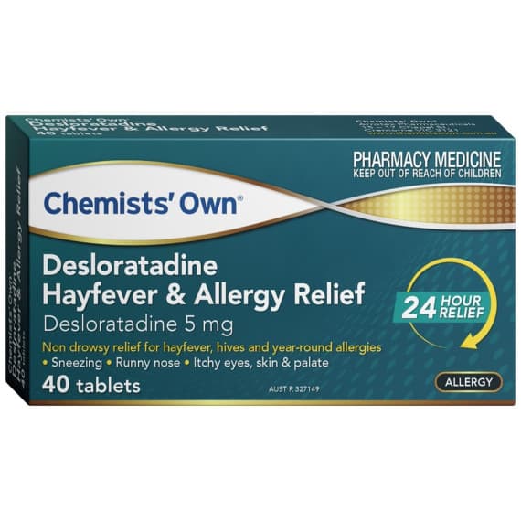Buy Chemists Own Desloratadine Hayfever and Allergy Relief 40 Tablets Online Pharmacy Direct AU