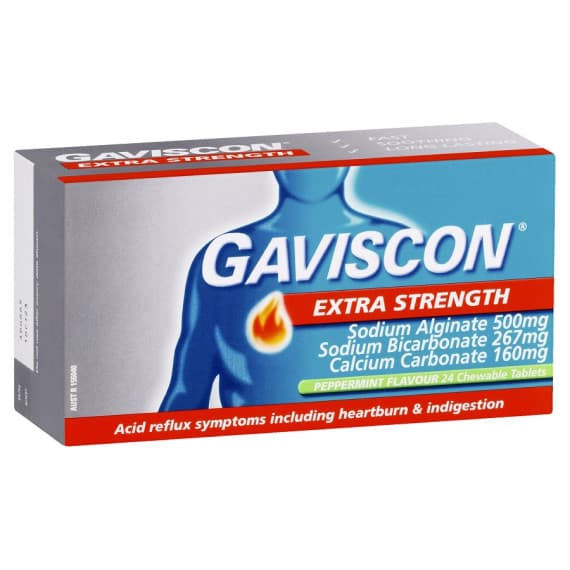 Gaviscon Extra Strength Peppermint Tablets 24 Pack