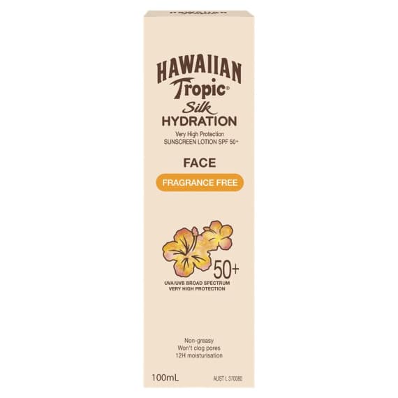 Hawaiian Tropic Silk Hydration Face Fragrance Free SPF50 Plus 100mL