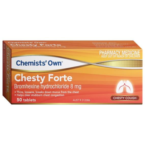 Buy Chemists Own Chesty Forte 8mg 50 Tablets Online Pharmacy Direct AU