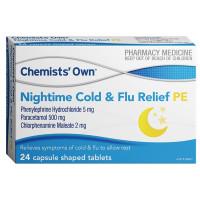 Chemists Own Nightime Cold and Flu Relief PE 24 Tablets