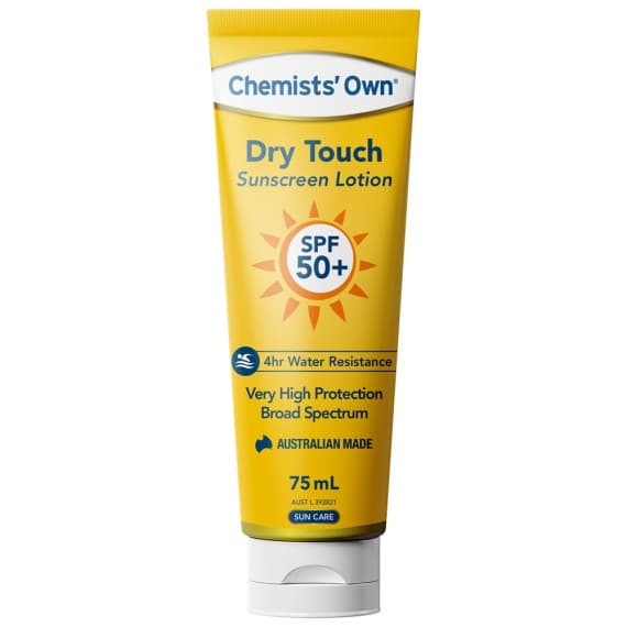 Buy Chemists Own Dry Touch Sunscreen Lotion SPF50 75ml Online Pharmacy Direct AU