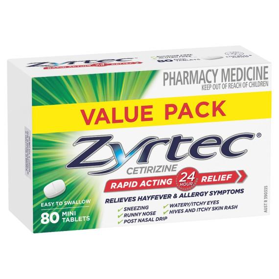 Zyrtec Allergy Relief 80 Mini Tablets fast hayfever relief – Pharmacy Direct