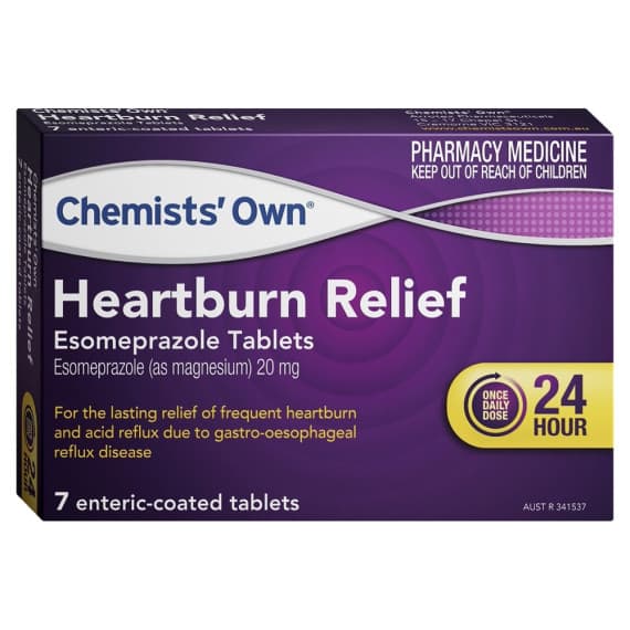 Buy Chemists Own Heartburn Relief Esomeprazole 20mg 7 Tablets Online Pharmacy Direct AU