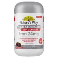 Natures Way High Strength Adult Vita Gummies Iron 24mg 30 Grape Flavour Expiry Date 03/26