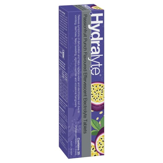 Hydralyte Passionfruit Electrolyte Tablets 20 pack rehydration – Pharmacy Direct