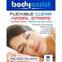 Bodyassist Flexible Clear Nasal Strips Small/Medium 30 Pack