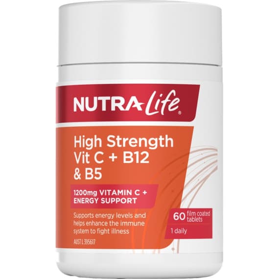Nutra Life High Strength Vit C Plus B12 And B5 60 Tablets