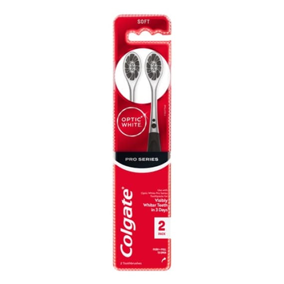 Buy Colgate Optic White Pro Series Manual Toothbrush with Charcoal Spiral Bristles 2 Pack Online Pharmacy Direct AU
