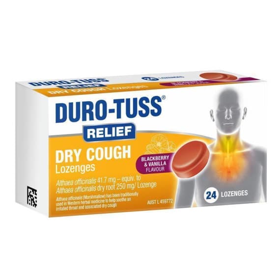 Buy Duro Tuss RELIEF Dry Cough 24 Lozenges Online Pharmacy Direct AU