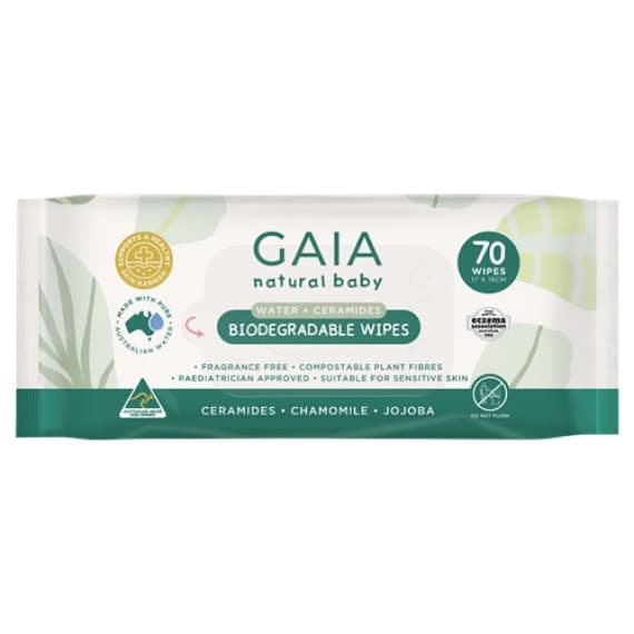 Buy Gaia Natural Baby Water Plus  Ceramides Biodegradable Wipes Online Pharmacy Direct AU