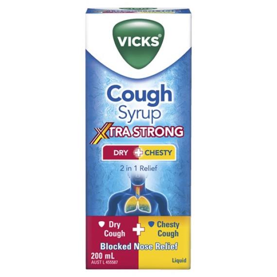 Vicks Xtra Strong Cough Syrup 200ml – Dry and Chesty Relief | Pharmacy Direct