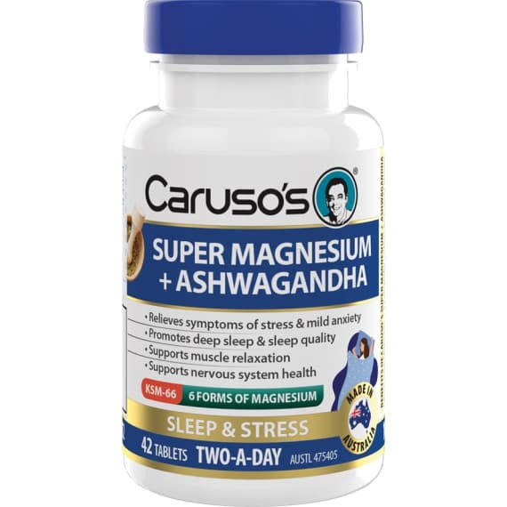 Buy Carusos Super Magnesium plus Ashwagandha 42 Tablets Online Pharmacy Direct AU