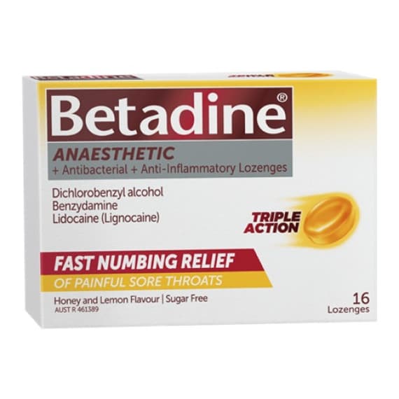 Buy Betadine Anaesthetic Sugar Free Honey and Lemon Flavour 36 Lozenges Online Pharmacy Direct AU