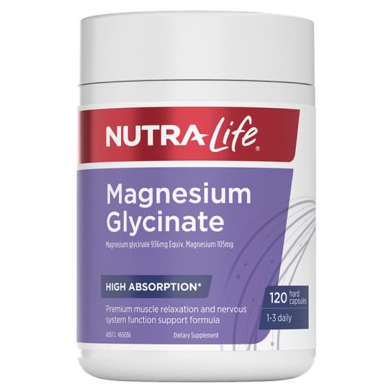 Nutra-Life Magnesium Glycinate 120 Capsules for muscle support at Pharmacy Direct