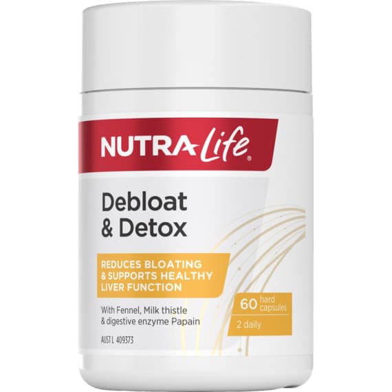 Nutra-Life Debloat and Detox 60 Capsules for digestive health at Pharmacy Direct