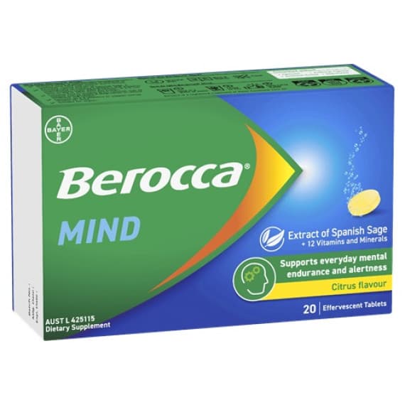 Berocca Mind Citrus 20 Tablets for mental clarity – Buy now online from Pharmacy Direct Australia