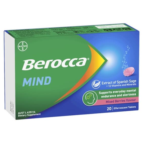 Berocca Mind Mixed Berries 20 Tablets at Pharmacy Direct for energy support