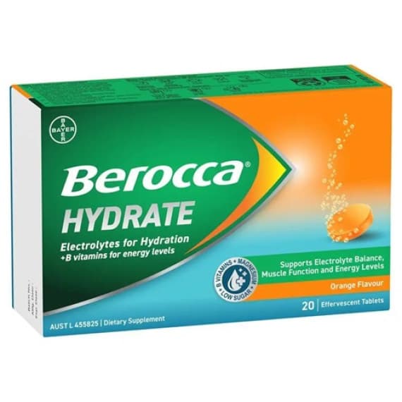Buy Berocca Hydrate Orange 20 Tablets Online Pharmacy Direct AU