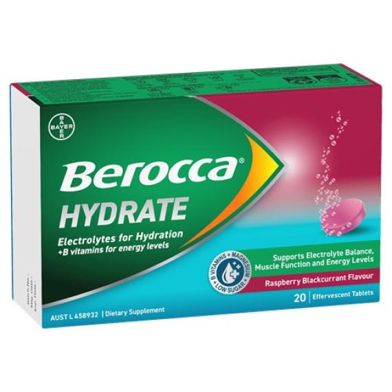 Berocca Hydrate Blackcurrant for hydration and electrolyte support – Shop now at Pharmacy Direct