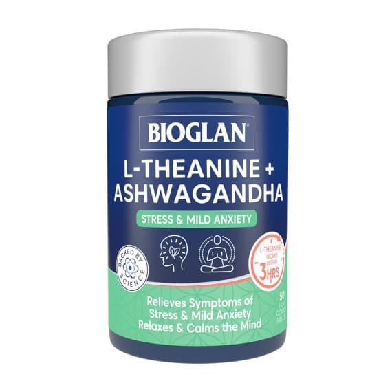 Bioglan L-Theanine Plus Ashwagandha 50 Tablets - Pharmacy Direct
