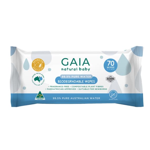 GAIA Baby Pure Water Wipes 70pk - Natural Care at Pharmacy Direct