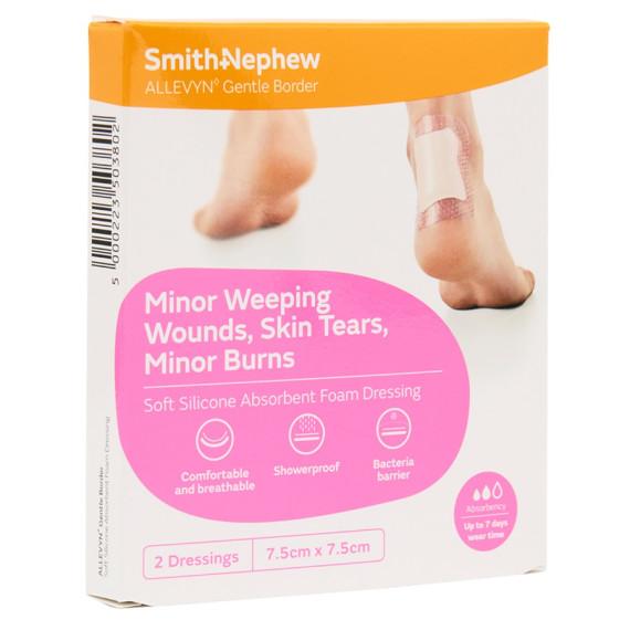 Allevyn Gentle Border 7.5cm x 7.5cm 2-Pack - Buy Online at Pharmacy Direct