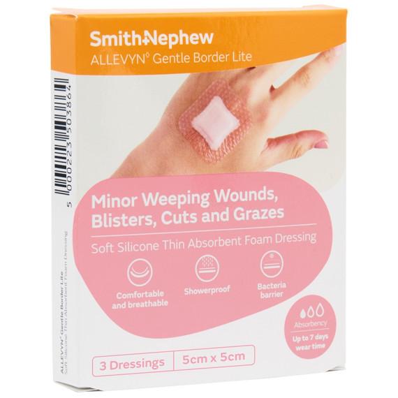 Allevyn Gentle Border Lite 5cm x 5cm 3-Pack - Buy Online at Pharmacy Direct