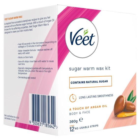 Veet Sugar Warm Wax Kit with Argan Oil for smooth hair removal - Pharmacy Direct