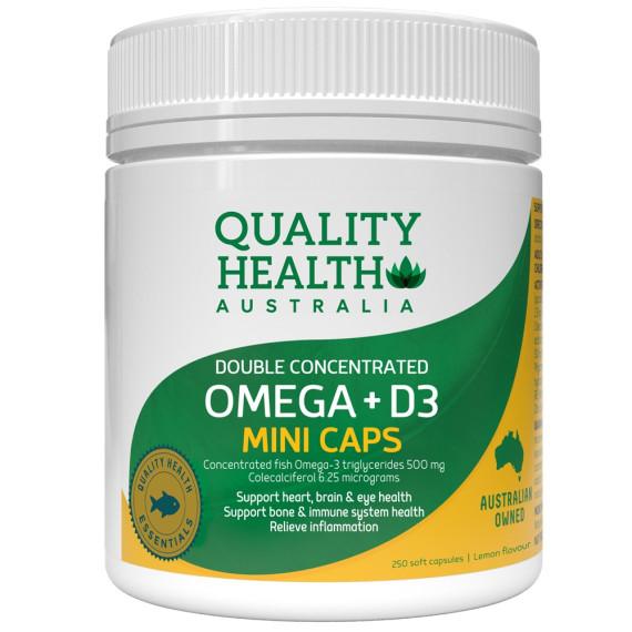 Quality Health Omega Plus Vitamin D3 capsules for heart and bone health - Pharmacy Direct