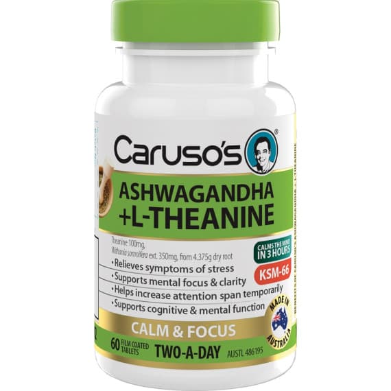 Buy Carusos Ashwagandha Plus L Theanine Tablets 60 Online Pharmacy Direct AU