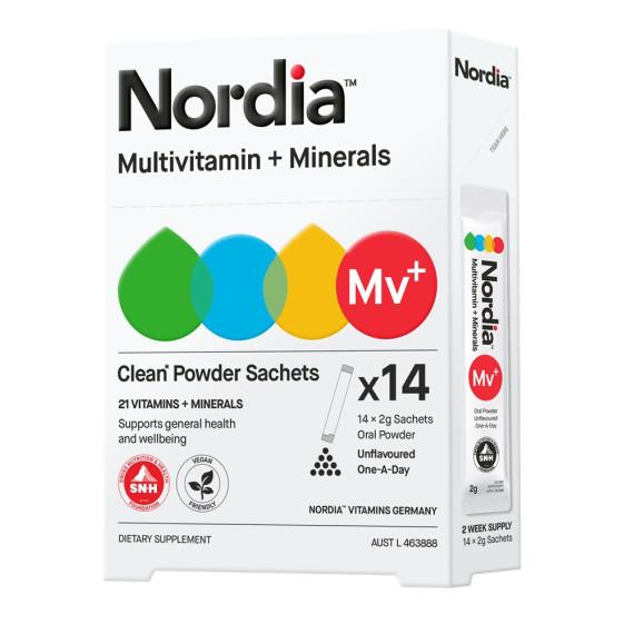 Buy Nordia Multivitamin Plus Minerals Clean Unflavoured Powder 14 Pack Online Pharmacy Direct AU