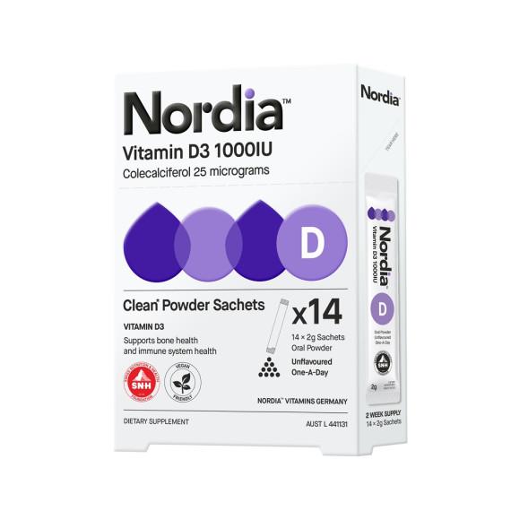 Buy Nordia Vitamin D3 1000IU Clean Unflavoured Powder 14 Pack Online Pharmacy Direct AU